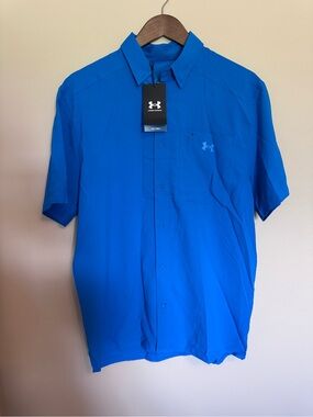 Men’s Under Armour UPF 30 Drift Tide Fitted Performance Short Sleeve Button Down